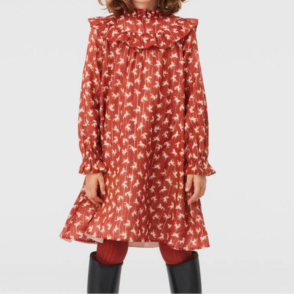 Molo brick horse Rust  Ruffle Dress